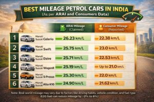 best mileage petrol car in india
Top mileage cars in India